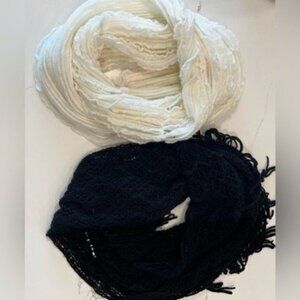 Womens Scarves - White Scarf Infinity Scarf - Black Scarf for Women - Travel